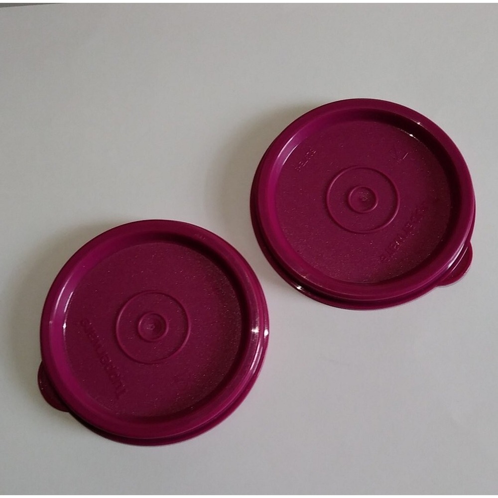 Tupperware Lid 5297E Dark Red Round Seal Replacement Set of 2 Cranberry Burgundy